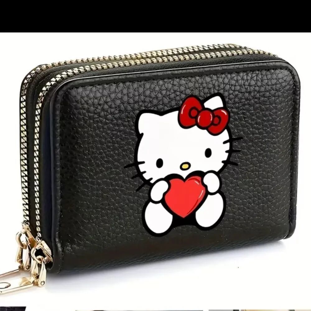 Hello Kitty Black and Red Heart double zip Wallet